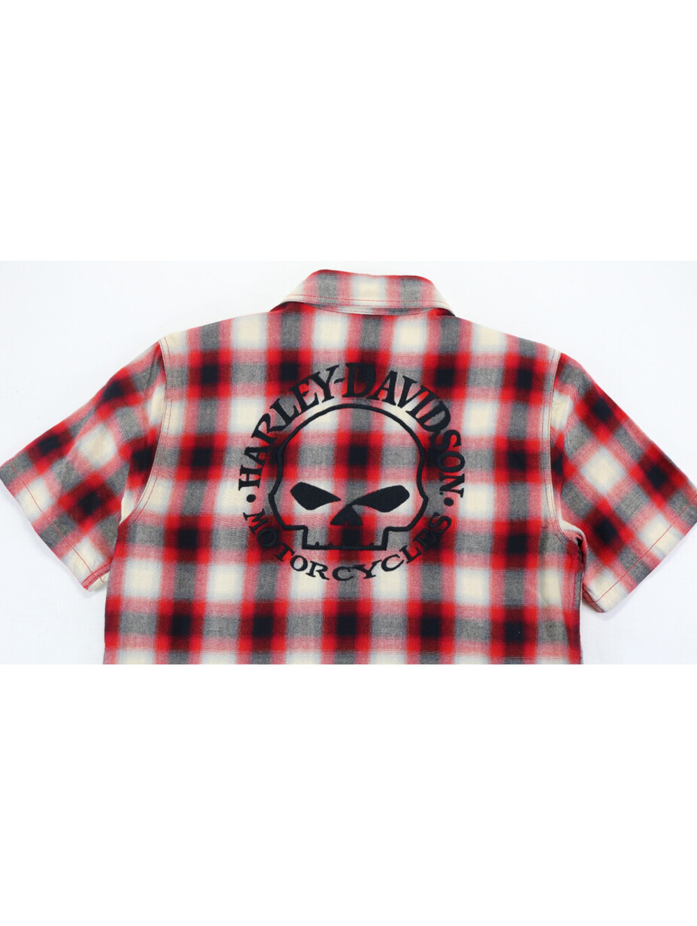harley davidson shirt M black red gray Willie G. Skull short sleeve button SS